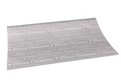 Folia świąteczna 50cm x 9,1m Merry Christmas 33 srebrna