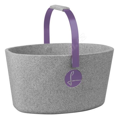 Milovaný košík šedý s fialovou - LIEBLINGSKORB Basic silver grey perlviolett