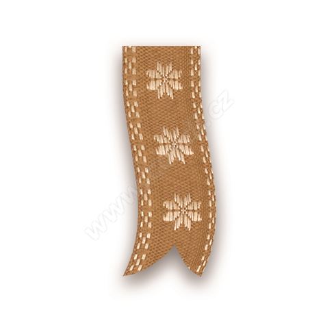 Vianočný tkaná textilná stuha 310 hviezda 2,5cm x 10m - 15 zlatá