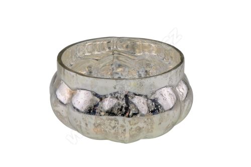 Świecznik szklany 6,5 cm chłopskie srebro