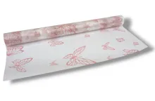 Floristická fólie průsvitná 50cm x 9,1m design motýlci 5 starorůžová Floristická fólie průsvitná 50cm x 9,1m design motýlci 5 starorůžová