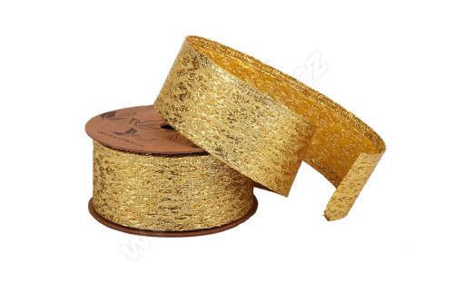Stuha textilné metalická 4cm x 4,6m 2-ZLATÁ