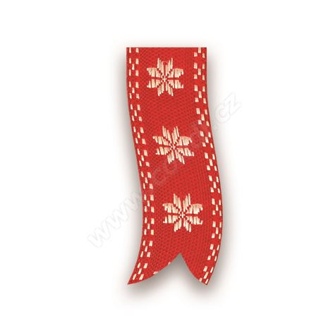 Vánoční tkaná textilní stuha 310 hvězda 2,5cm x 10m - 07 červená