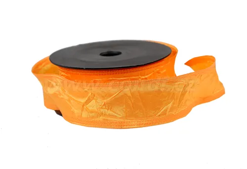 Textilní mačkaná stuha 4cm x 9,1m 49 mandarinková