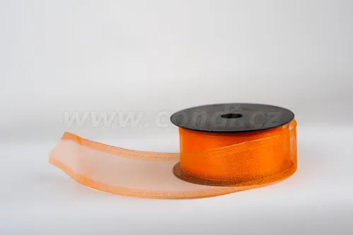 Wstążka z organzy ŚNIEG 4cm x 9,1m POMARAŃCZOWA