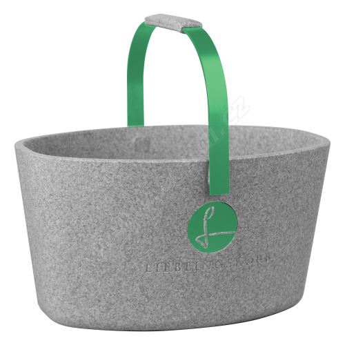 Milovaný košík šedý se zelenou - LIEBLINGSKORB Basic silver grey grün