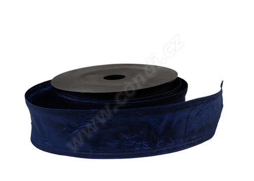 Textilní mačkaná stuha 4cm x 9,1m 103 tmavě modrá