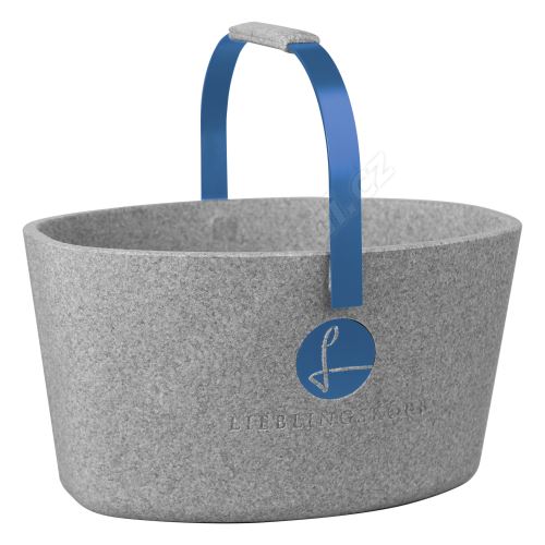 Milovaný košík šedý s modrou - LIEBLINGSKORB Basic silver grey blau