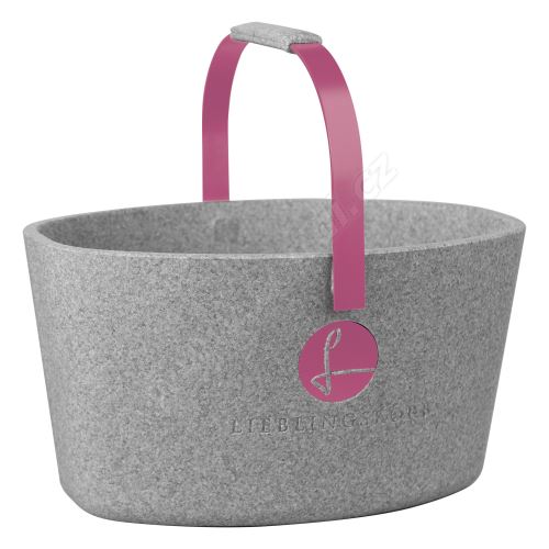 Milovaný košík šedý s purpurovou - LIEBLINGSKORB Basic silver grey magenta