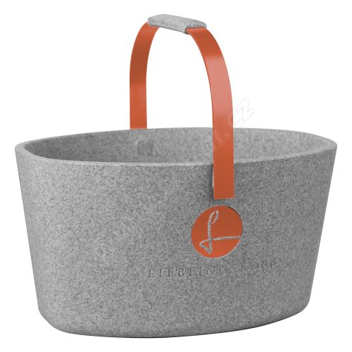 Milovaný košík šedý s lososově oranžovou - LIEBLINGSKORB Basic silver grey lachsorange