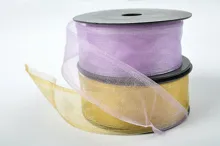Wstążka z organzy ŚNIEG 4cm x 9,1m POMARAŃCZOWA (1)