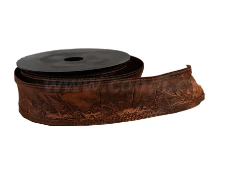 Textilní mačkaná stuha 4cm x 9,1m 88 hnědá